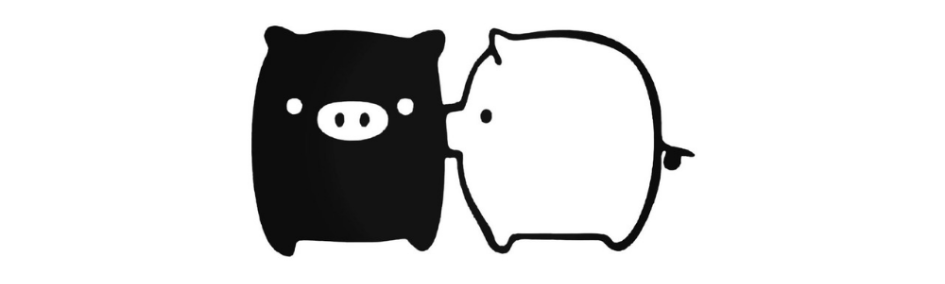 Monokuma boo black and white pigs kissing