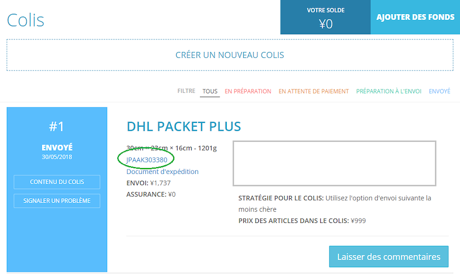 Suivi de colis ZM en français