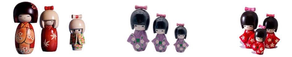 жовті, фіолетові та червоні ляльки кокеші