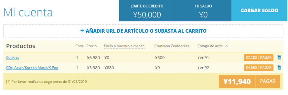 comprando cosas de corea en zenmarket