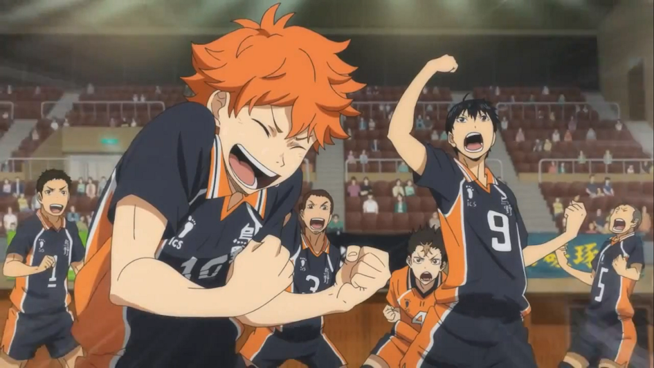Karasuno High students defeating vivals