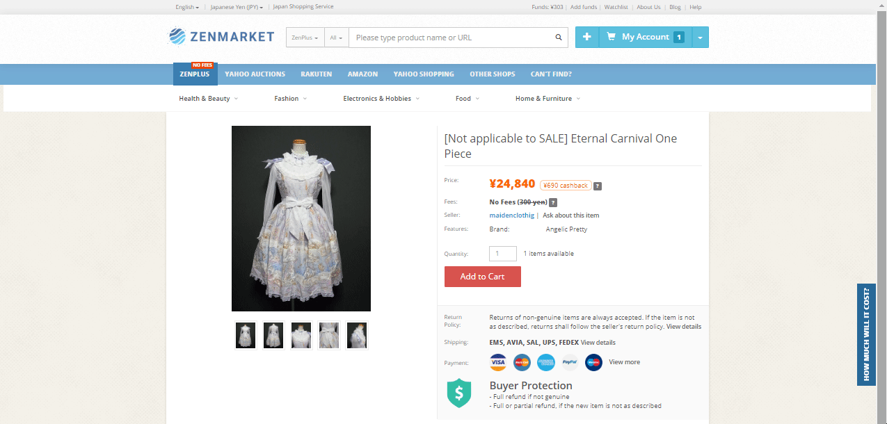 International shipping lolita dress zenplus