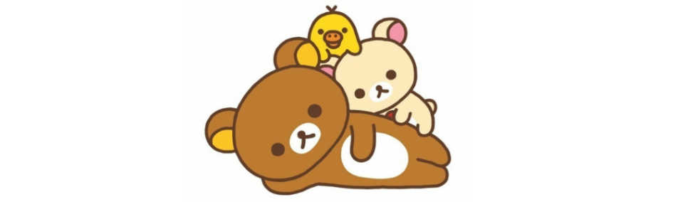 Rilakkuma, Korilakkuma, and Kiroitori relaxing