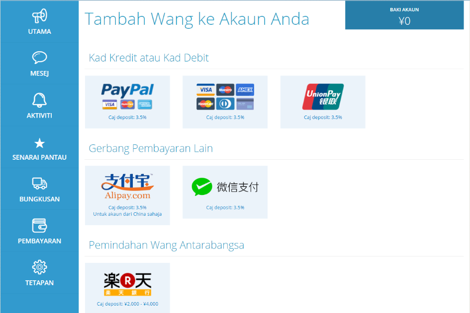 Tambah wang ke akaun ZenMarket anda