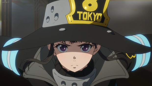 Shinra Kusakabe wearing his fire force uniform