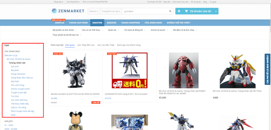 Mua h&agrave;ng tr&ecirc;n Rakuten với ZenMarket!