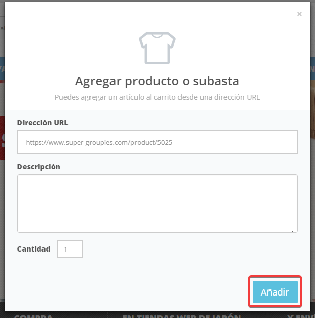 zenmarket - agregar artículo