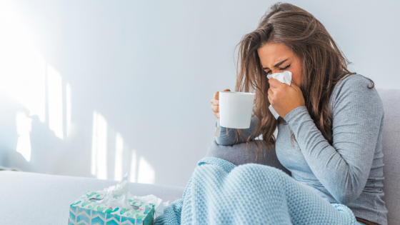 woman with a runny nose