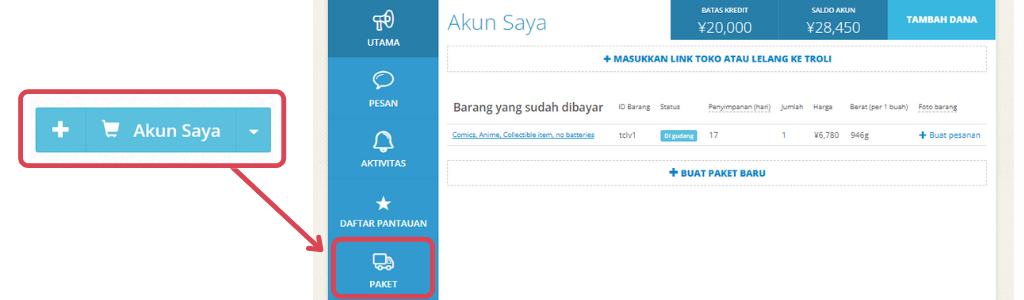 cara buat paket pengiriman ZenMarket