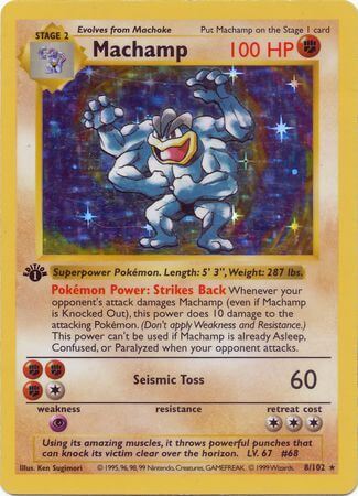 Pokemon Cards First Edition Shadowless Holographic Machamp