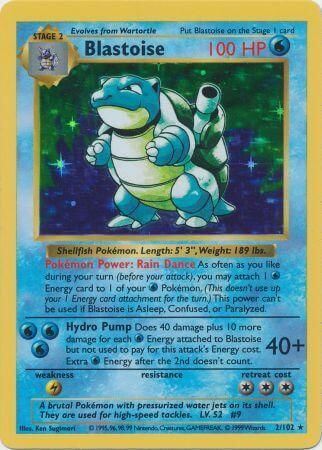 Pokemon Cards 1999 First Edition Shadowless Holographic Blastoise