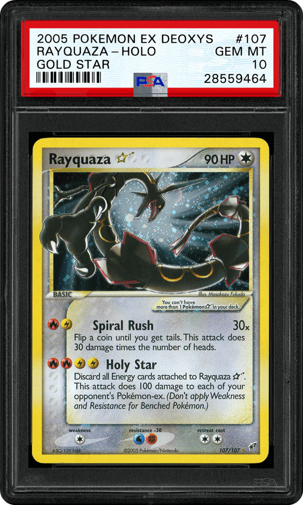 Pokemon Cards 2005 EX Deoxys Rayquaza Gold Star Holographic Card