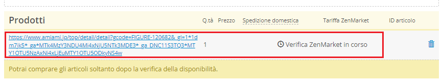 verifica prodotto ZenMarket