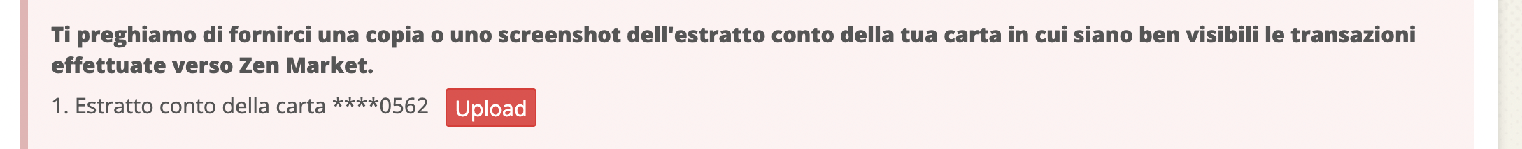 Fornisci un estratto conto della tua carta