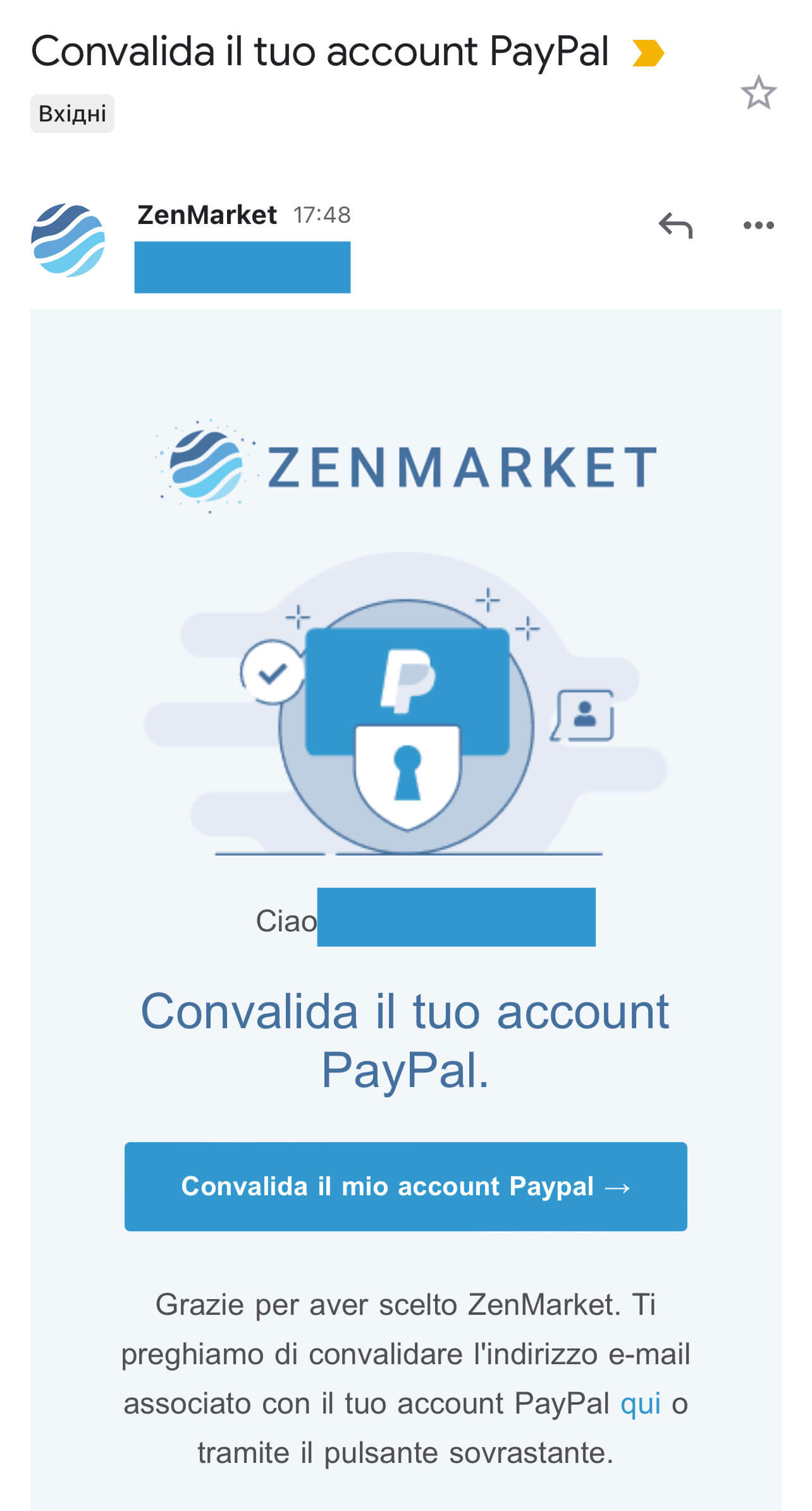 ZenMarket email d verifica PayPal