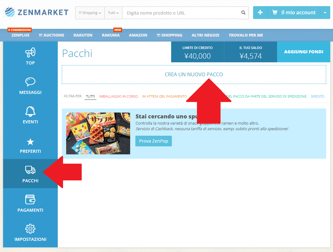 Come creare un pacco ZenMarket