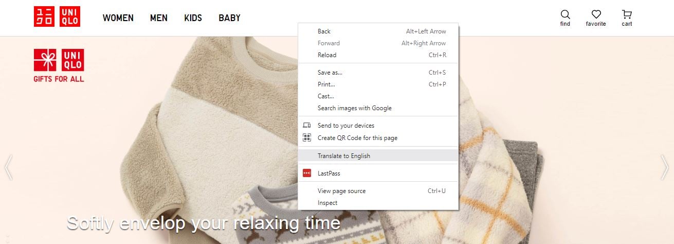 UNIQLO home page