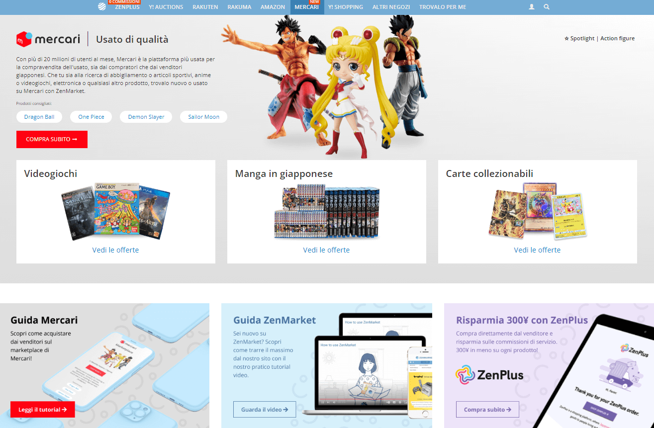 Pagina Mercari su ZenMarket