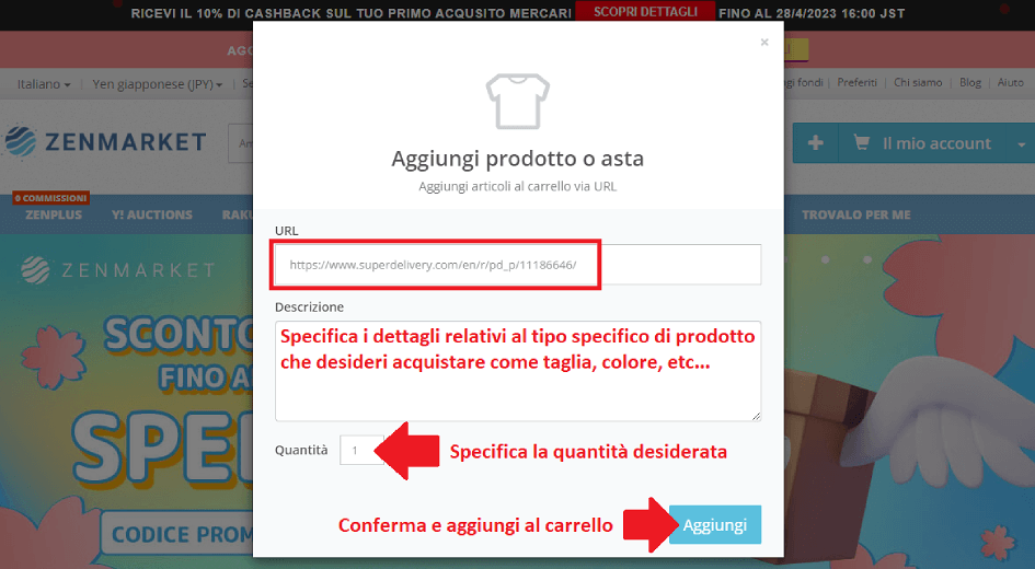 Aggiungi articoli al tuo carrello ZenMarket