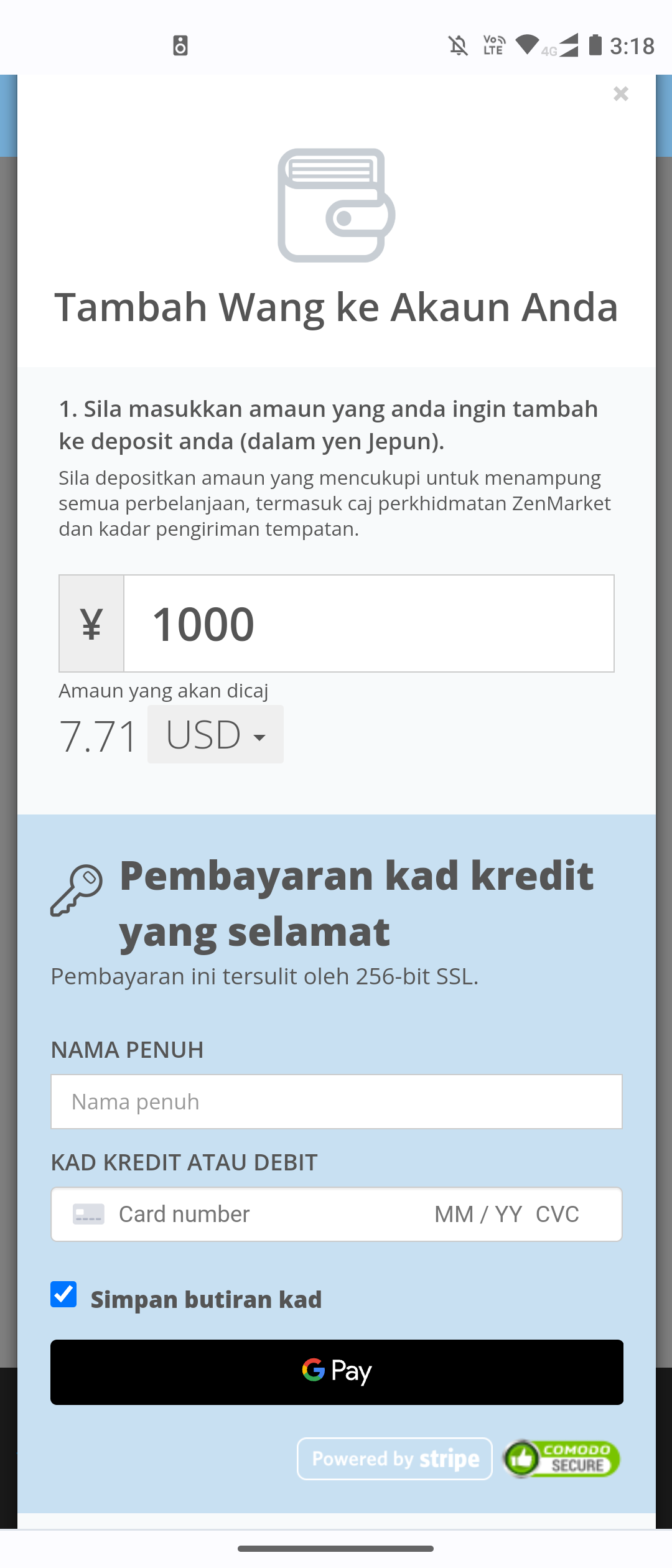 Pay with Google Pay in ZenMarket