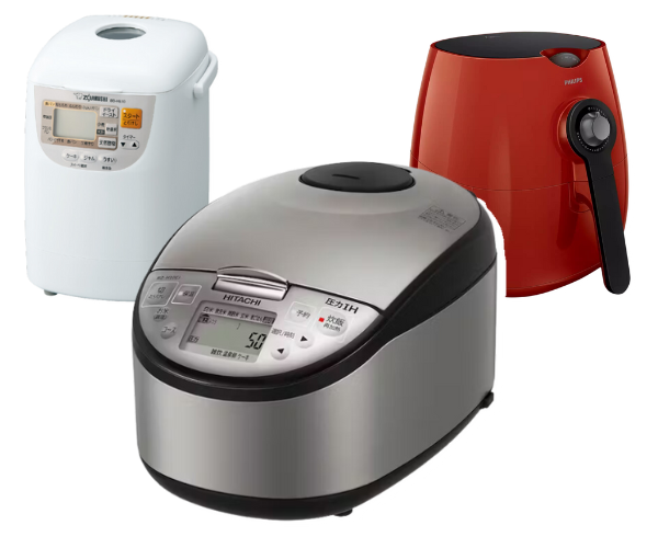 Nồi cơm Hitachi, nồi chi&ecirc;n kh&ocirc;ng dầu Philips v&agrave; m&aacute;y nướng b&aacute;nh tự động Zojirushi