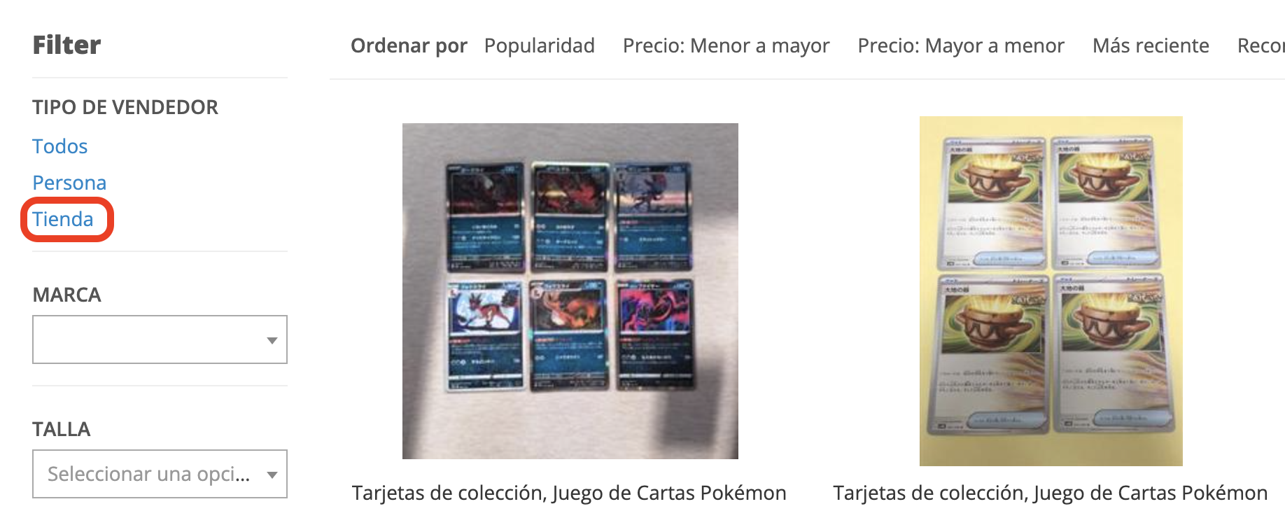 Elige entre tiendas y vendedores individuales